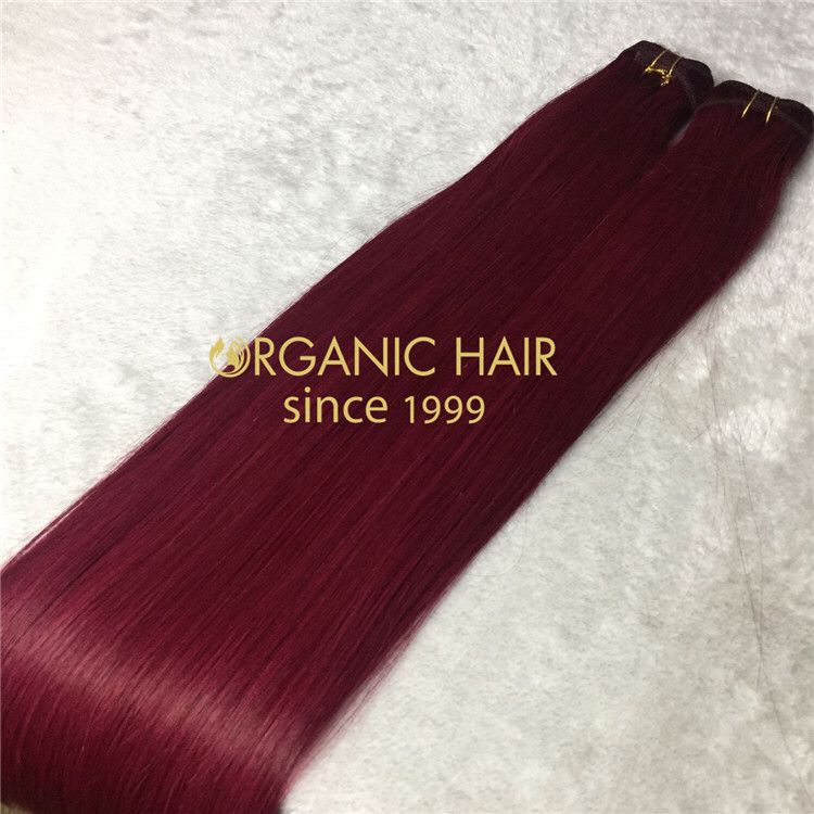Human best hair machine weave Burg color X129